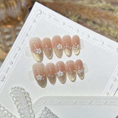 Decorative Press-On Nail Art Set with Floral Accents Acalora