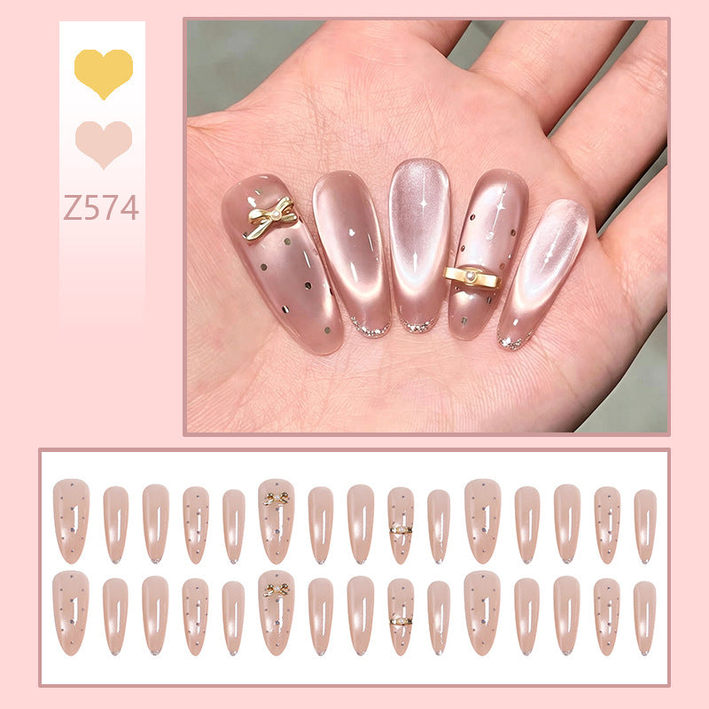 Acrylic nail set with elegant jewelry details Acalora