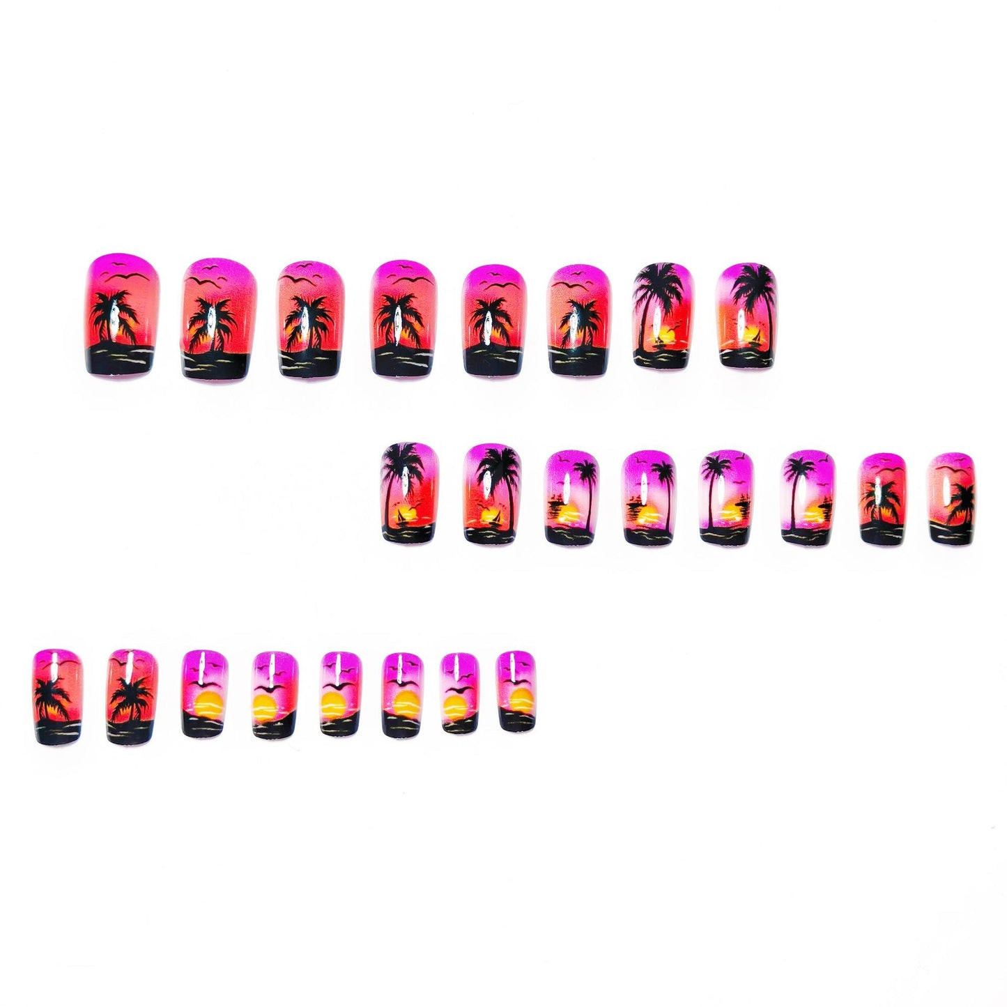 Artistic Sunset Beach Nail Art Acalora