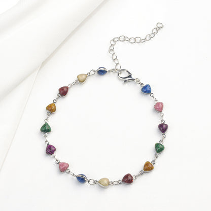 Heart-Shaped Beaded Anklet Acalora