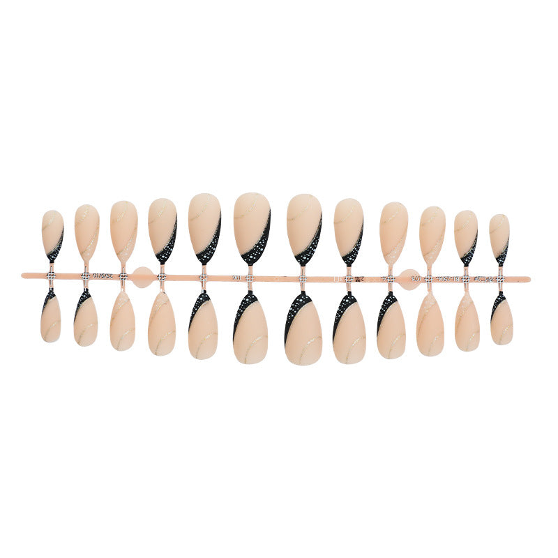 Stylish Stiletto Press-On Nail Art Set with Gold Accents Acalora