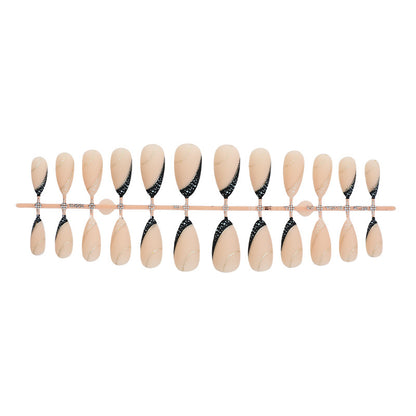 Stylish Stiletto Press-On Nail Art Set with Gold Accents Acalora