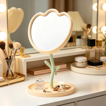 Floral-Themed Tabletop Vanity Mirror
