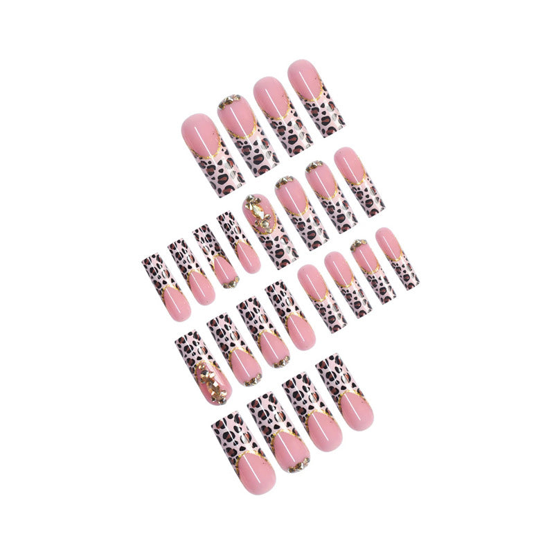 Decorative Stiletto Press-On Nails with Gold Accents Acalora