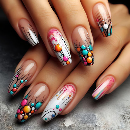 Artistic 3D Bubble Nail Art Acalora