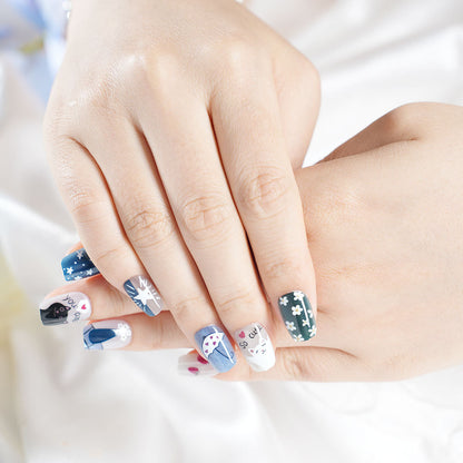 Artistic Cat-Inspired Press-On Nail Set Acalora
