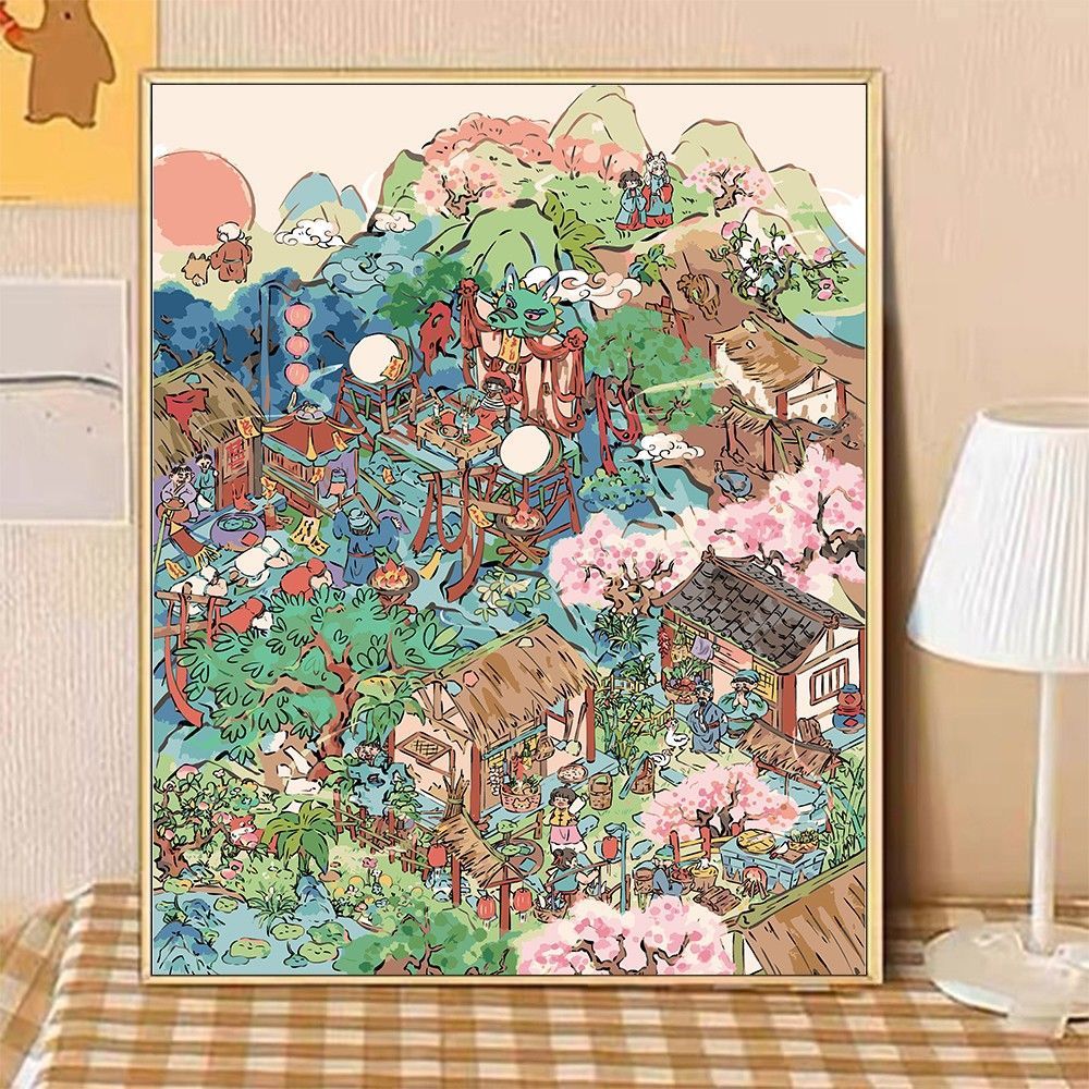 Whimsical Garden Scene Canvas Art