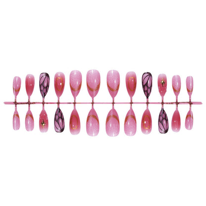 Decorative Press-On Nail Art Set with Shimmering Glitter and Elegant Patterns Acalora