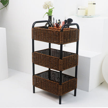 Multi-Tier Woven Storage Organizer with Metal Frame Acalora