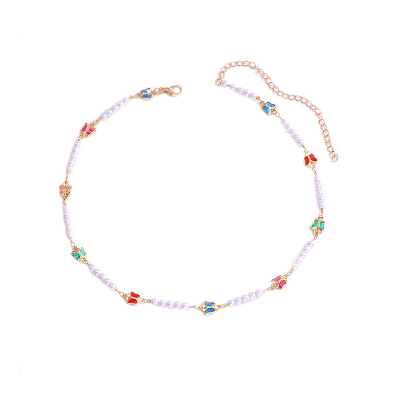 Decorative Pearl and Butterfly Eyewear Chain Acalora