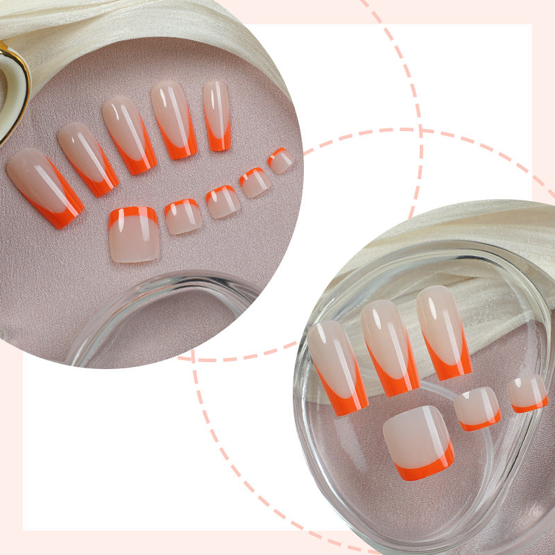 Decorative Press-On Nail Set with Geometric Design Acalora