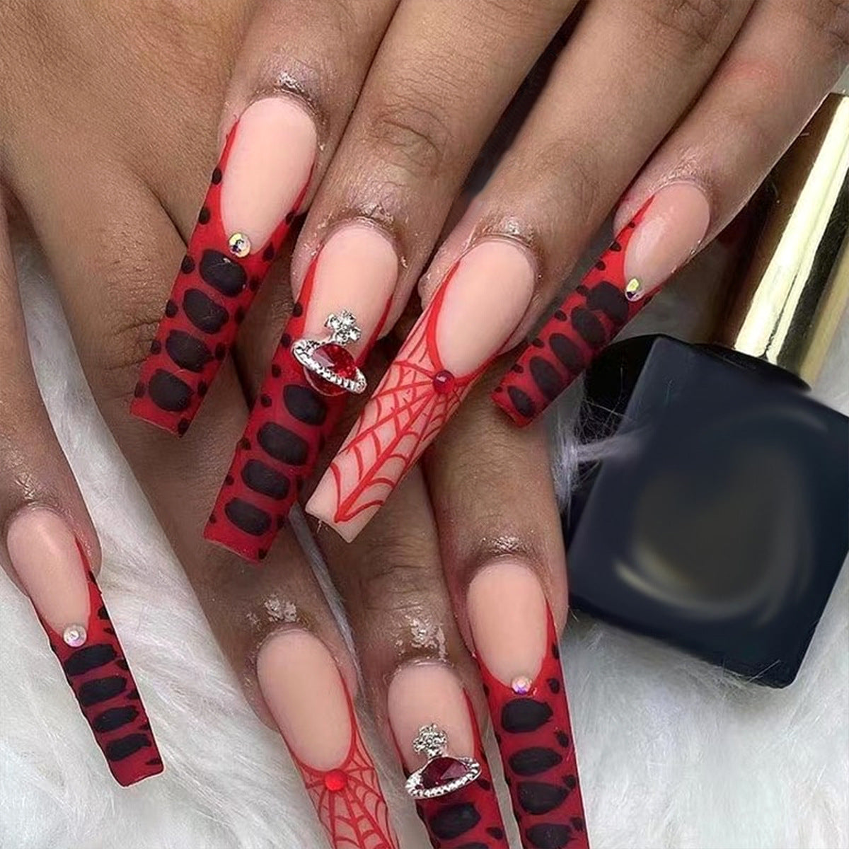 Elegant Crystal-Embellished Press-On Nail Design Acalora
