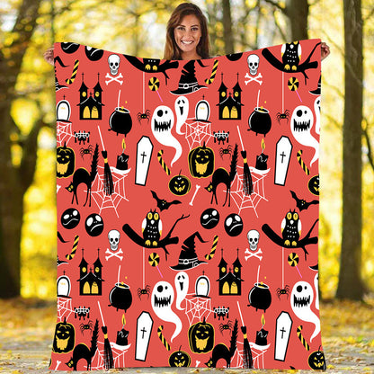 Playful Ghost Pattern Throw Blanket