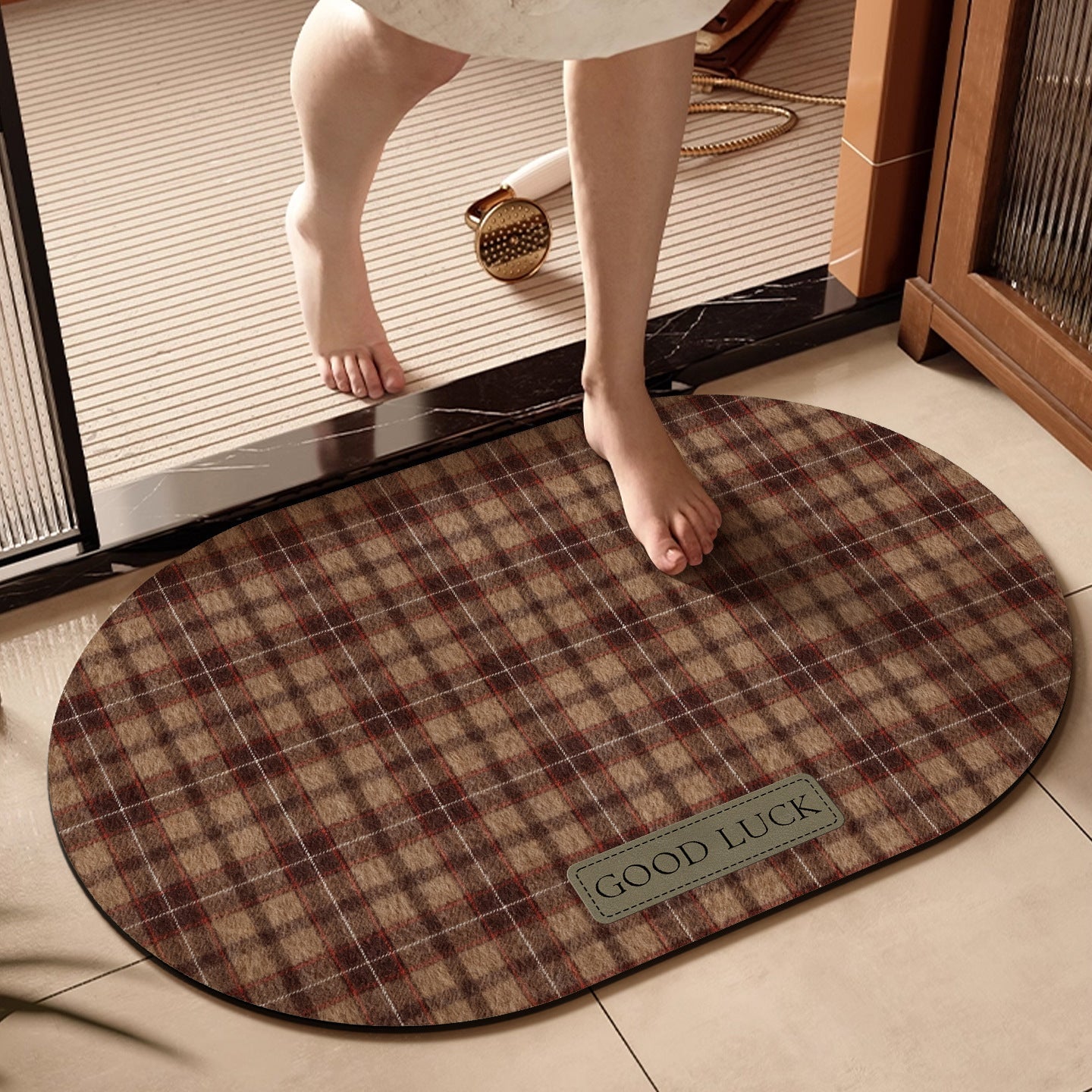 Oval Plush Welcome Mat