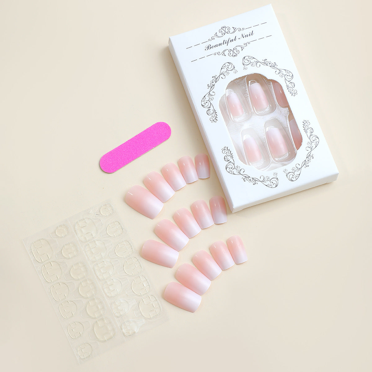 Premium Press-On Nail Kit with Natural Gradient Finish Acalora