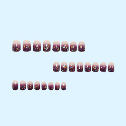 Artificial nails with glitter gradient and colorful accent Acalora