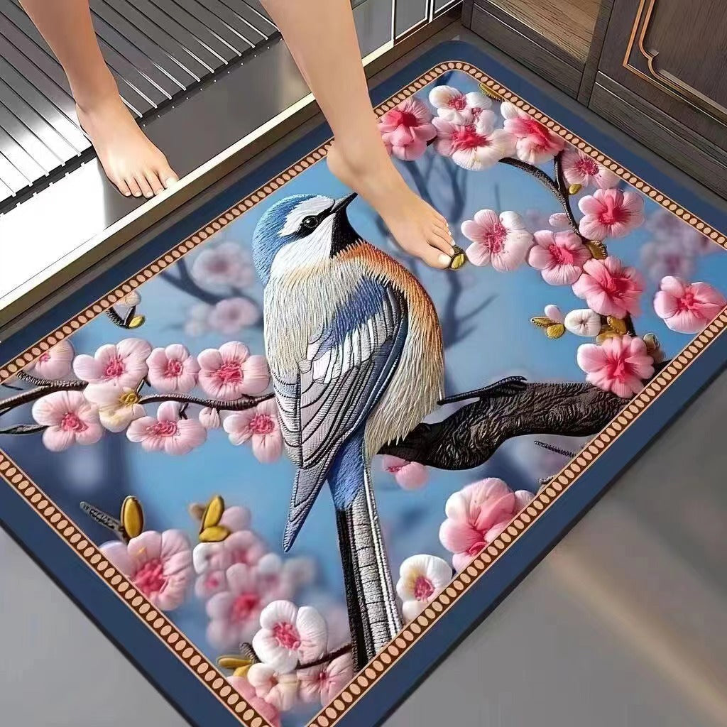 Floral-Embossed Memory Foam Bath Mat