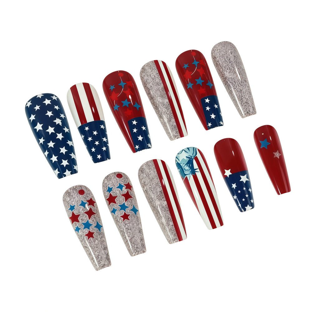 Festive artificial nails with patriotic motifs Acalora