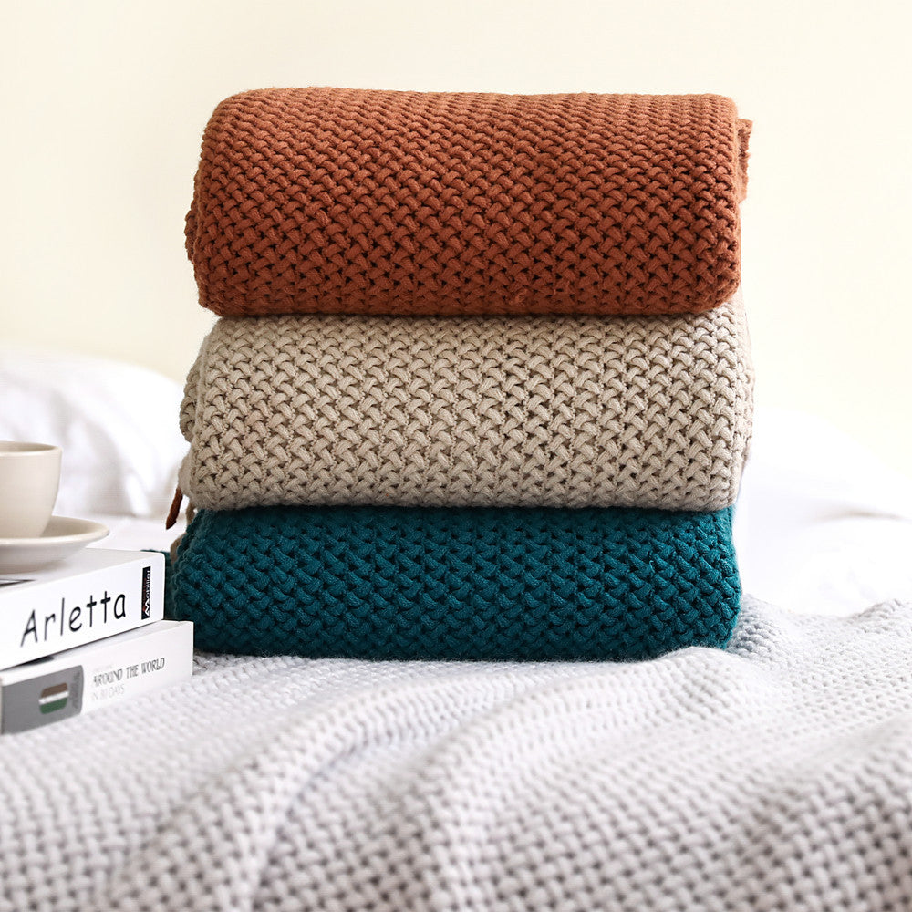 Unisex Woven Textured Knit Throw Blanket