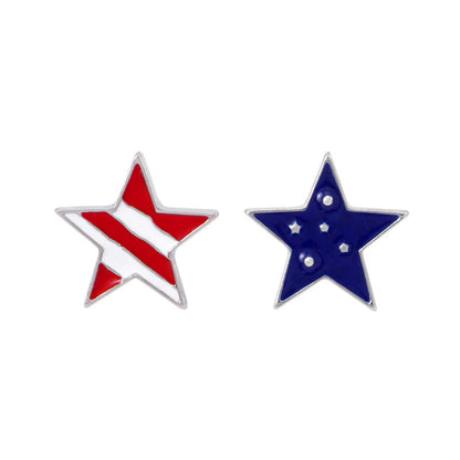 Women's lightweight star earrings with enamel flag design and fishhook Kalsten