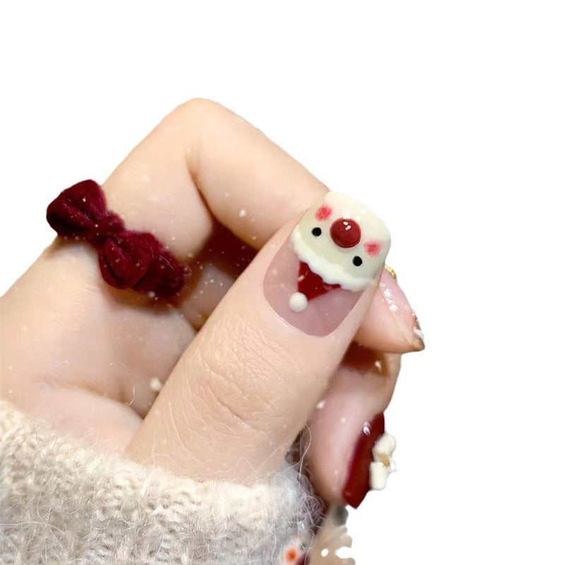 Festive Winter-Themed Press-On Nail Set Acalora