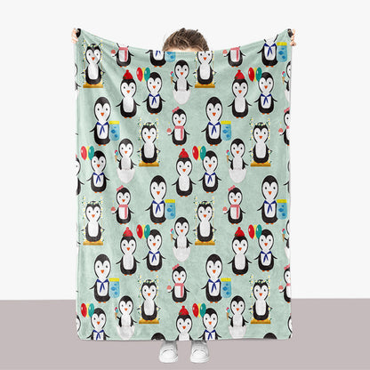 Penguin-Themed Plush Throw Blanket