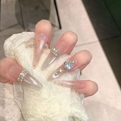 Premium Rhinestone-Embellished Stiletto Press-On Nails Acalora