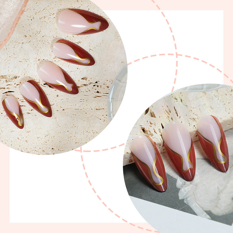 Artistic Nail Art Set with Elegant Swirl Design Acalora