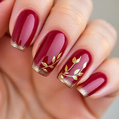 Artificial nails with elegant leaf designs Acalora