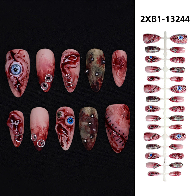 Artistic Theme Press-On Nails Set with Unique Design Elements Acalora