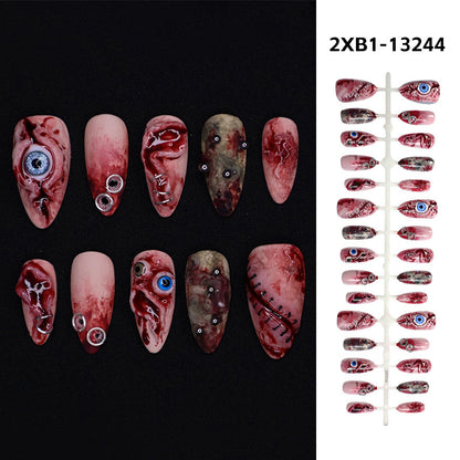 Artistic Theme Press-On Nails Set with Unique Design Elements Acalora