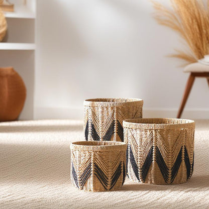 Handwoven storage basket made of natural materials Acalora