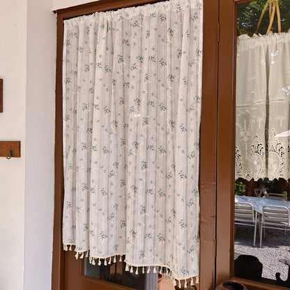 Decorative Floral Print Door Curtain