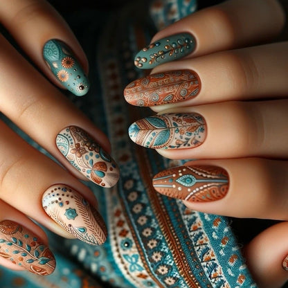 Artificial nails in ethnic design Acalora