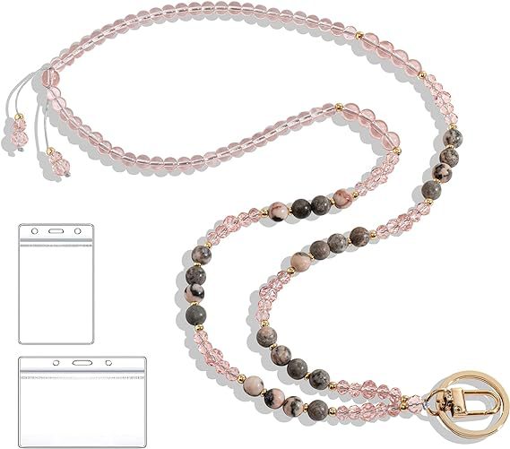 Beaded Lanyard with Retractable ID Holder Acalora