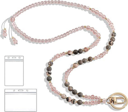 Beaded Lanyard with Retractable ID Holder Acalora