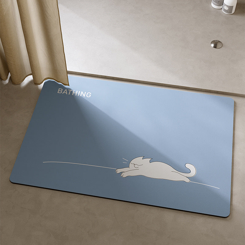 Playful Cat-Themed Bath Mat