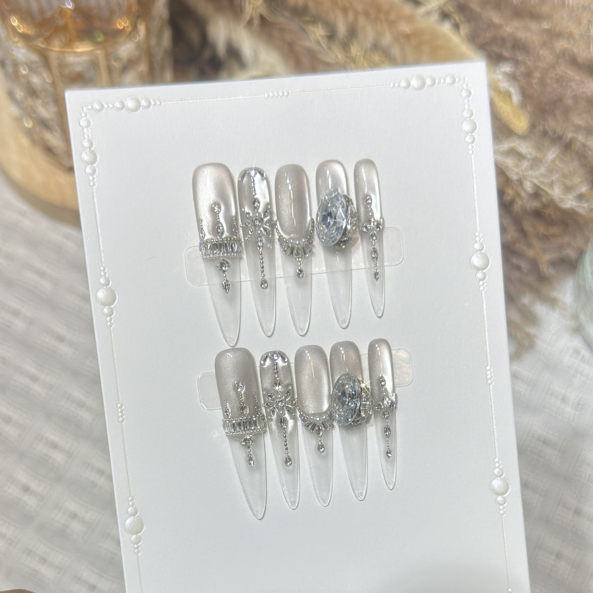 Premium Rhinestone-Embellished Press-On Nail Set Acalora