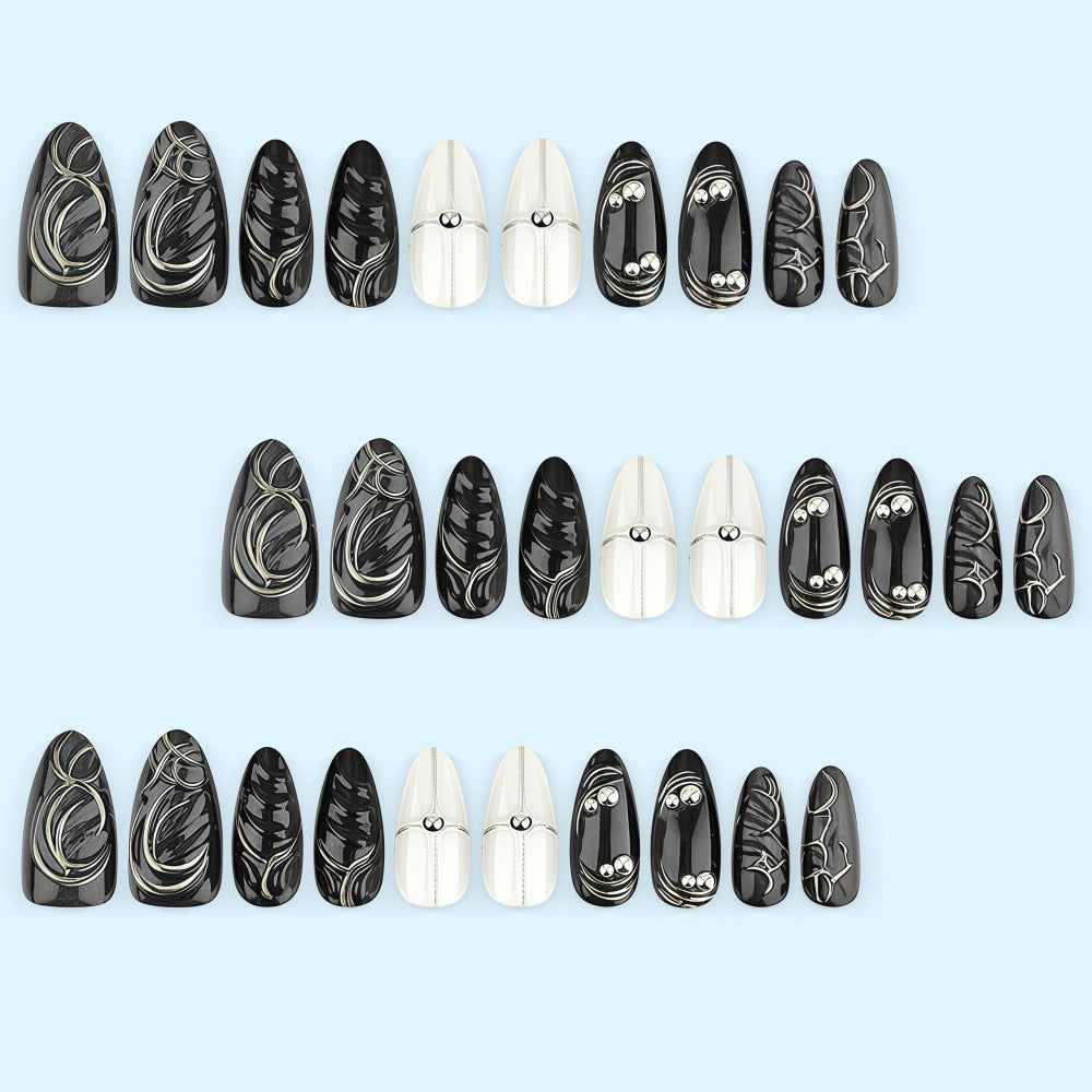 Acrylic Nail Set with Modern Design and Delicate Accents Acalora