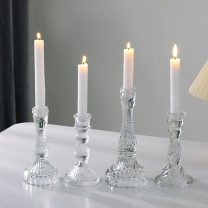 Tall Pressed Glass Decorative Candlestick Holder Acalora