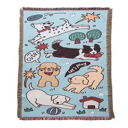 Playful Dog-Themed Throw Blanket