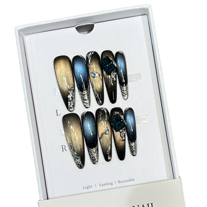 Stiletto Nail Art Set with Galactic Design Acalora