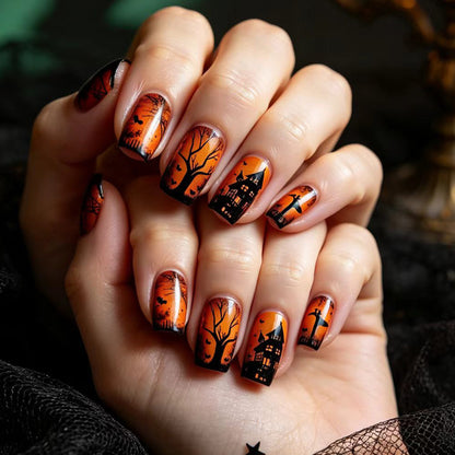 Halloween Haunted House Nail Art Acalora