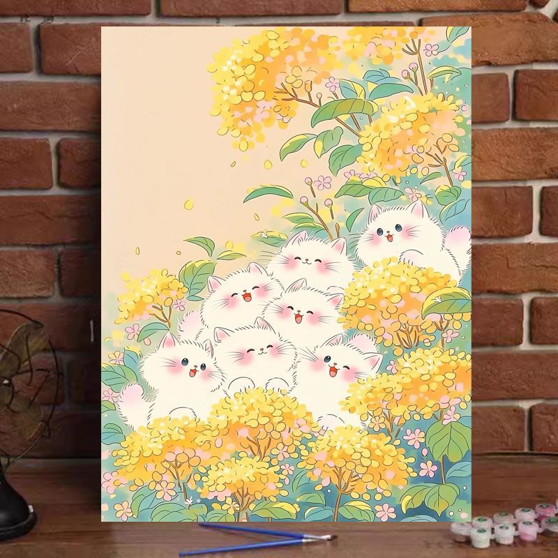Whimsical Cat-Themed Paint by Numbers Art Kit