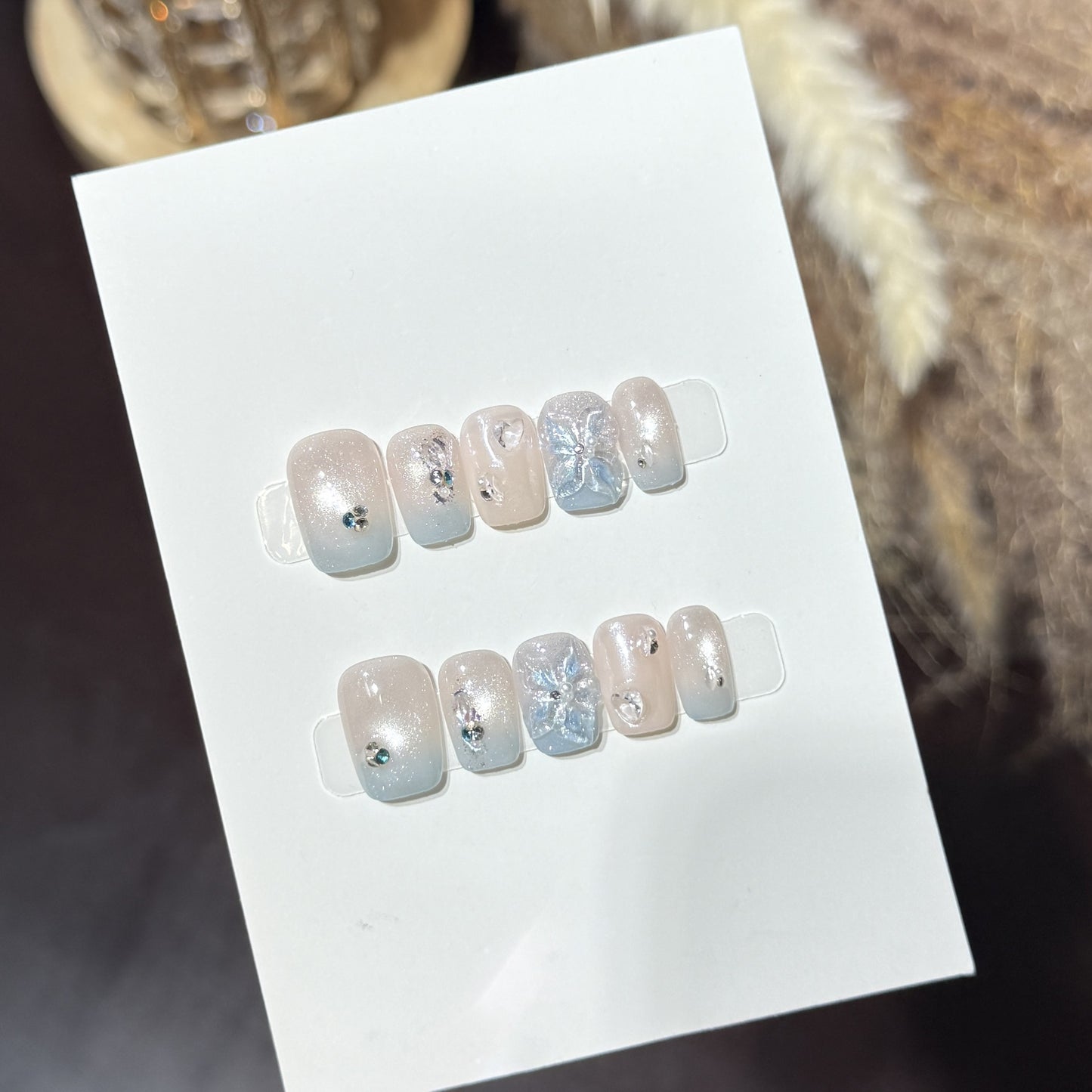 Decorative Press-On Nail Art Set with Crystal Accents Acalora