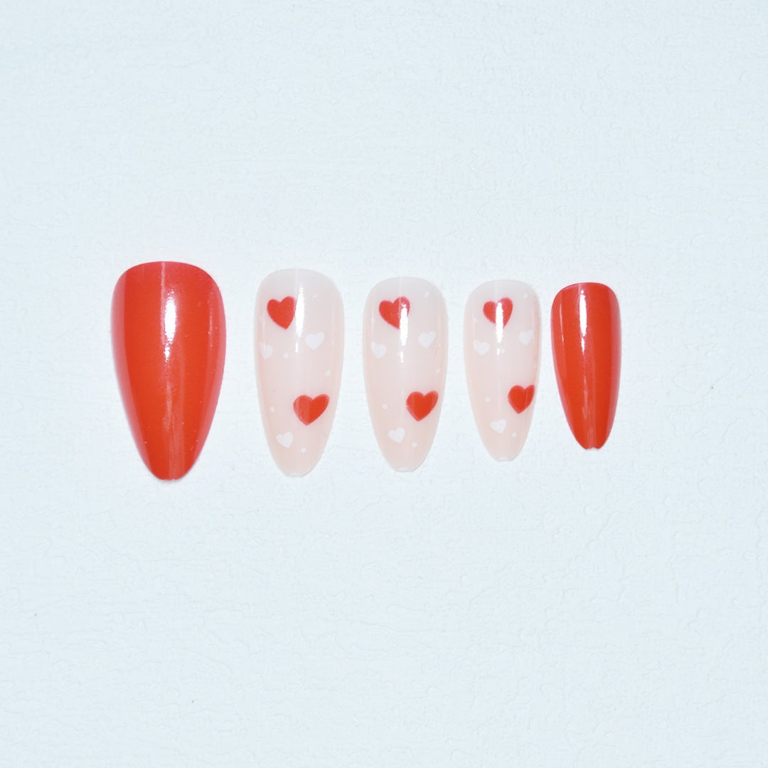 Heart-Themed Nail Art Acalora