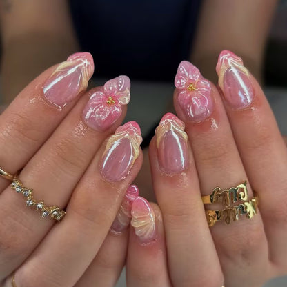 Elegant Floral Press-On Nail Art Set Acalora