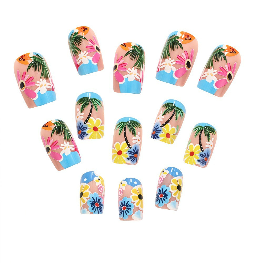 Artificial nails in tropical flower design Acalora