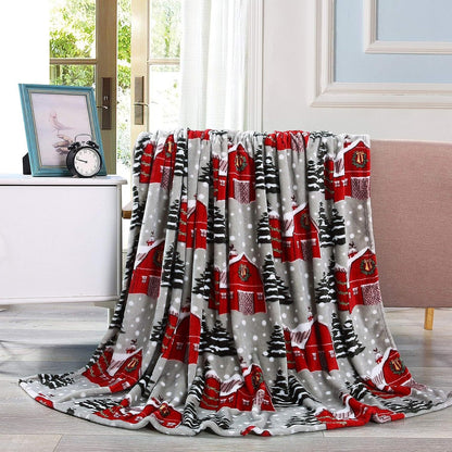 Festive Holiday-Themed Plush Throw Blanket
