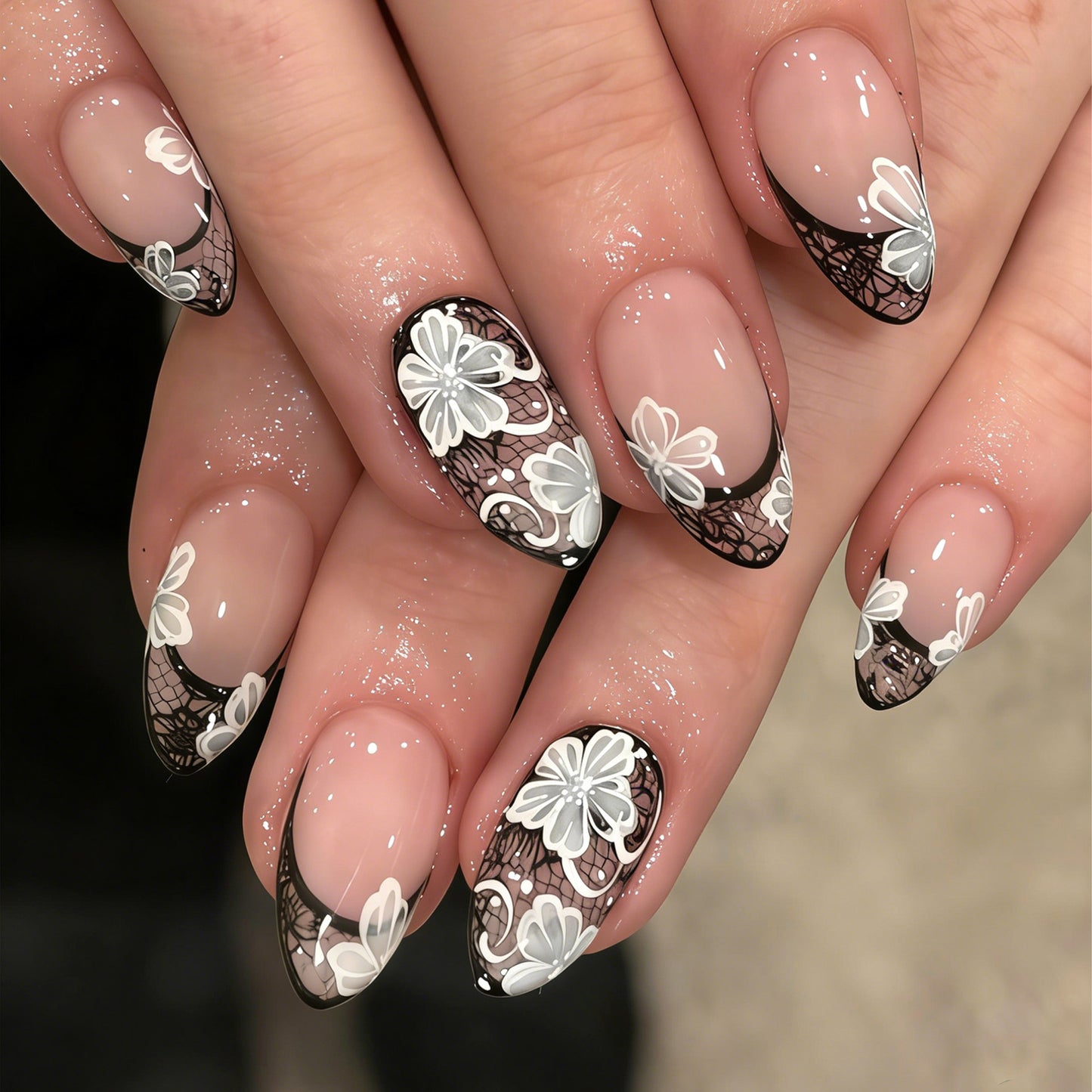 Elegant Floral Lace Nail Art Wraps Acalora